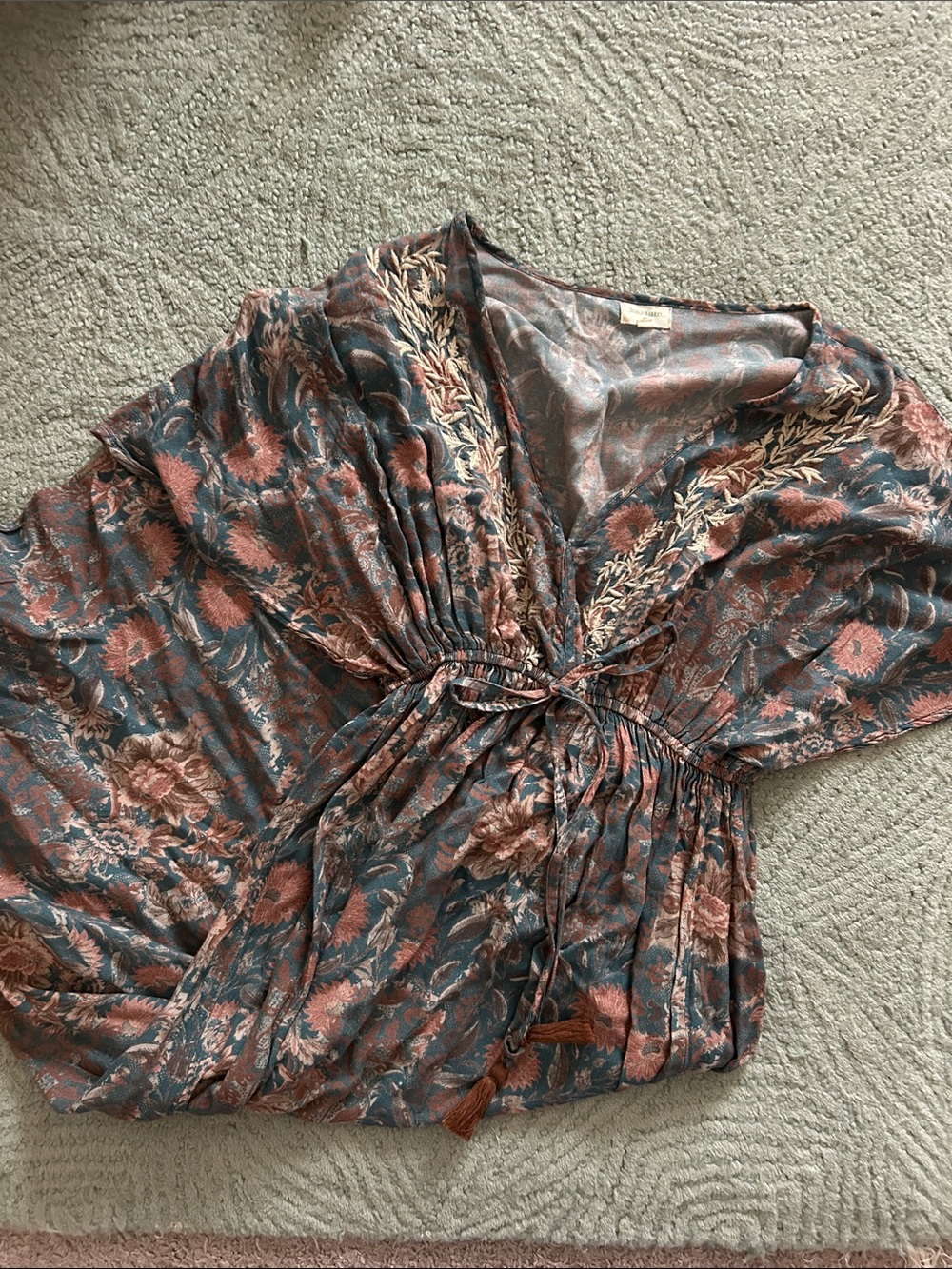 World Market Boho Floral Tie-Waist Women's Maxi Dress